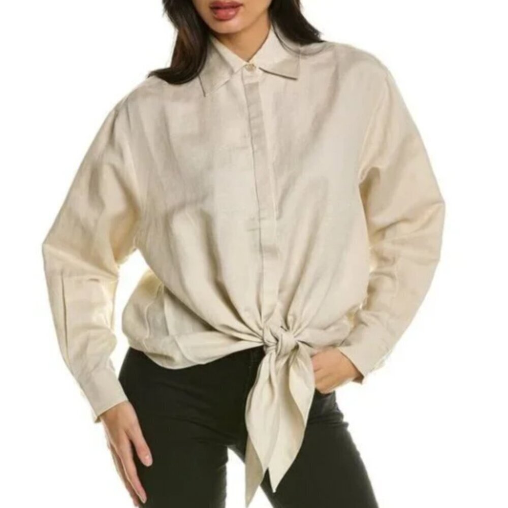 Ronny Kobo Talia Linen-Blend Top Size Medium